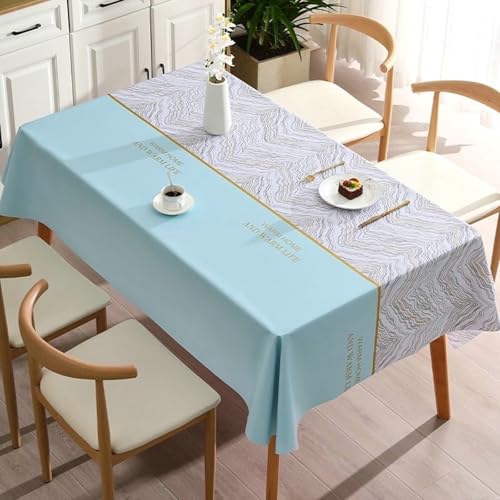 Stfery Tischdecke Abwaschbar Quadratisch 140x140 Blau Tischtuch Vintage PVC Patchwork Marmor Fleckabweisende Tischdecke Dauerhaft für Esszimmer von Stfery