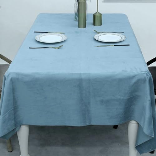 Stfery Tischtücher 140x300 Blau Küchentischabdeckung Polyester Volltonfarbe Tischtuch Wasserabweisend Dauerhaft für Esszimmer von Stfery