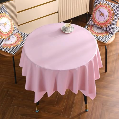 Stfery Tischwäsche Rund 180 Rosa Tischdecke Esstisch Modern PVC Volltonfarbe Tischdecke Abwaschbar Wasserdicht Dauerhaft für Balkon von Stfery