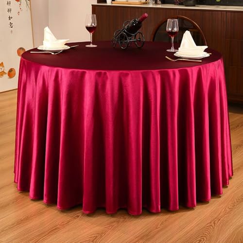 Stfery Tischwäsche Rund 360 Rotwein Tischdecke Unterlage rutschfest Satin Tuch Volltonfarbe Tischdecke Innenbereich Wasserabweisend Dauerhaft für Wohnzimmer von Stfery