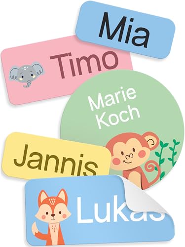 StiKiddo® 125 Stück Namensaufkleber Set für Kinder in der Kita - Personalisierbare Aufkleber, Ideal für Kleidung & Kindergarten, Made in Germany - Blau von StiKiddo