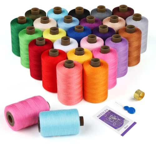 StiVerse NäHgarn Set-25 Farben (730M/800 Yards), Polyester Threads, 10 Nadeln, 1 Fingerhüte und 1 Nadel Einfädler Nähset Nähzubehör für Nähmaschine, Nähgarn für Nähmaschine Handarbeit von StiVerse