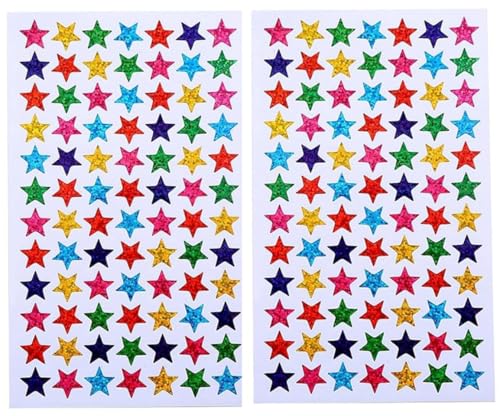 Stianiiie 2100Pcs Aufkleber für Kinder - 7 Farben Laser Wasserdichte Sternaufkleber für Wasserflasche, Schülerplaner Schullehrer Kinder Sticker Belohnung von Stianiiie