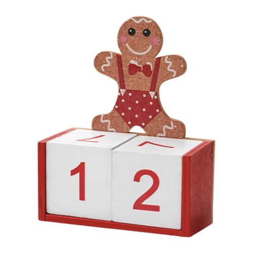 Lebkuchenmann-Weihnachts-Advents-Countdown-Block,Lebkuchenmann-Countdown-Weihnachtskalender | Lebkuchen-Weihnachts-Adventszahlen-Countdown-Kalender,Tischkalender mit quadratischen Zahlen aus Holz, Dek von Stibtmr