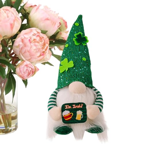 St. Patricks Day Gnome, St. Patricks Day Gnomes Plüsch | Glückliche grün beleuchtete Zwerge, Dekorationen für Zuhause mit Kleeblatt-Paillettenhut - Tischdekoration für zu Hause, handgefertigte St. Pat von Stibtmr