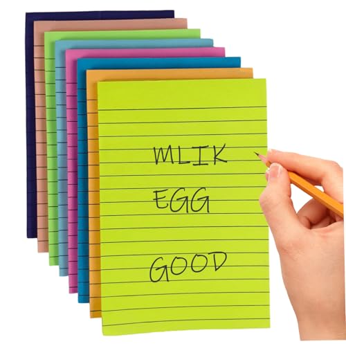 8 Pack -Sticky Notes 4x6, 50 Laken/Pack helle klebrige Notizpolster, farbenfrohe Sticky -Noten mit Leitungen, Notizpolster für Büroschule Schreibtischzubehör von Stibzeup