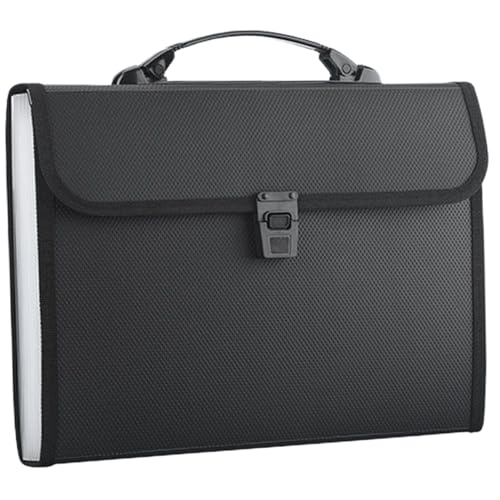 Akkordeon -Datei Organizer, wasserdicht 13x9.4 Dateiorganisator mit Handle und 13 Taschen, die Reißverschluss für tragbare Dokumenten für Brief/A4, akademisch, geschäftlich, schwarz erweitern von Stibzeup