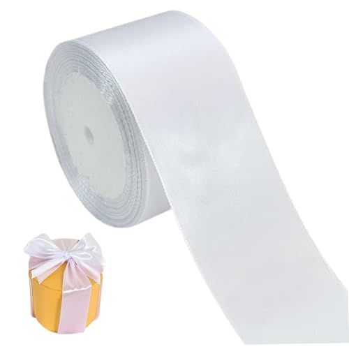 Weißes Band 2 Zoll x 24 yd breites Stoffband Weißes Satinband DIY Einladungskarten Accessoires Ribbon für Geschenkverpackung Valentinstag Partydekoration von Stibzeup