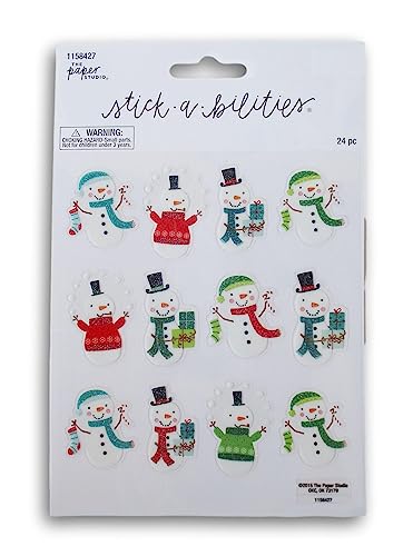 Schneemann Glitzer Weihnachten Aufkleber für Journaling, Scrapbooking, Kartenherstellung, Kunst & Handwerk - 24 Stück von Stickabilities