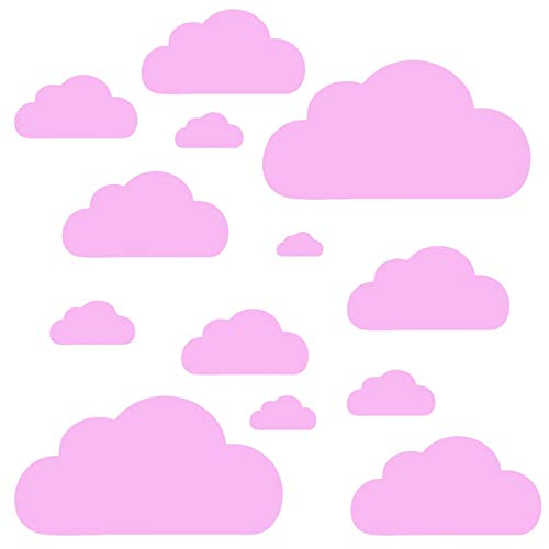 13 WOLKEN SET - Wolke Wandtattoo Wandaufkleber Sticker Aufkleber Wölkchen Himmel (Rosa) von Sticker Genie