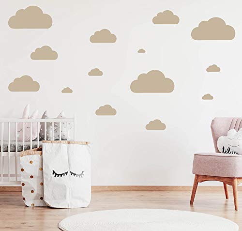 14 WOLKEN SET - Wolke Wandtattoo Wandaufkleber Sticker Aufkleber Wölkchen Himmel (Beige) von Sticker Genie