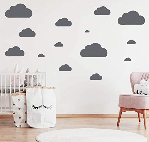 14 WOLKEN SET - Wolke Wandtattoo Wandaufkleber Sticker Aufkleber Wölkchen Himmel (Betongrau) von Sticker Genie