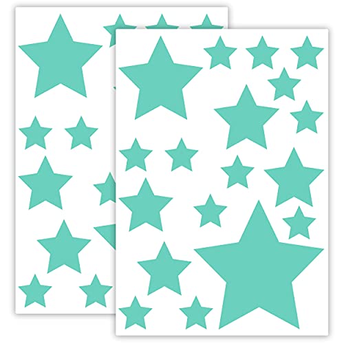 STERNEN SET Kinderzimmer 36 Stück Sterne Aufkleber Sternenhimmel zum Kleben Stern Wandtattoo Wandaufkleber Sticker Wanddeko (Mint) von Sticker Genie