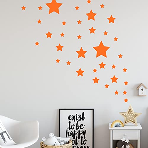 STERNEN SET X Kinderzimmer Wandsticker 36 Stück Sterne Sternenhimmel zum Kleben Wandtattoo Wandaufkleber Sticker Wanddeko (Orange) von Sticker Genie