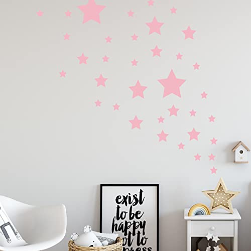 STERNEN SET X Kinderzimmer Wandsticker 36 Stück Sterne Sternenhimmel zum Kleben Wandtattoo Wandaufkleber Sticker Wanddeko (Rosa) von Sticker Genie