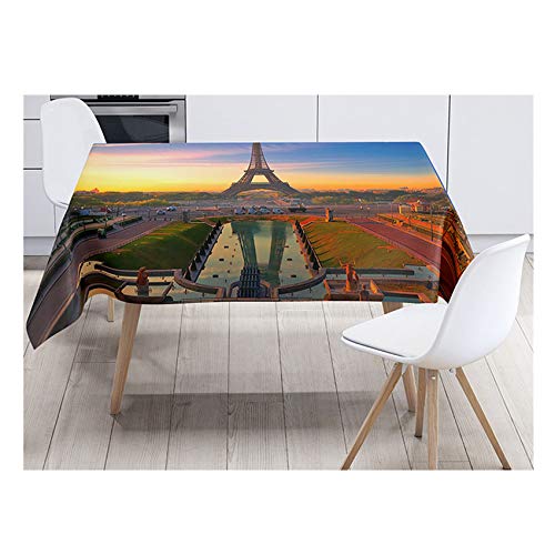 3D Amerika Frankreich Paris Sydney Landschaft Quadrat Tischdecke Abwaschbar, Tischtuch mit pflegeleicht Fleckschutz, Öl-Beweis Mehltau-Beweis Tischdecke Polyester (Mehrfarbig 3,140 x 160cm) von Sticker Superb.