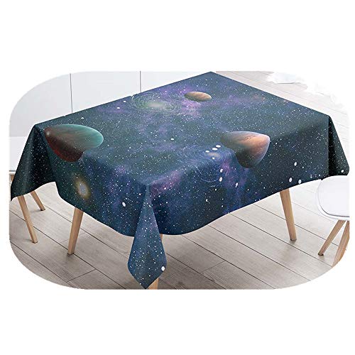 Sticker Superb. Blau Schwarz Galaxis Star Tischdecken Wasserabweisend, 3D Geheimnis Kosmos Weltraum Tischdecken Abwaschbar Rechteckig Dekorativ Polyester (Mehrfarbig 2, 140x180cm) von Sticker Superb.