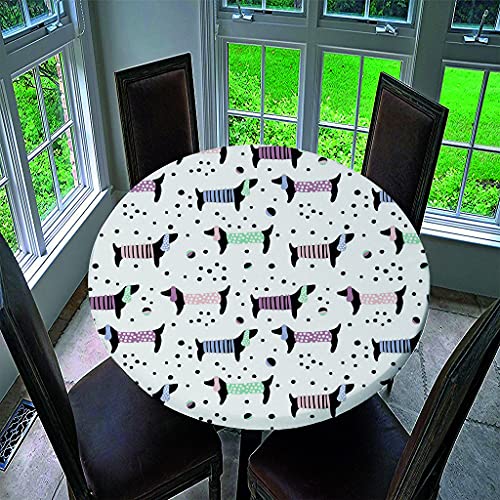 Tischdecke Rund Polyester, 3D Hund Schildkröte Hai Ozean Tier Tischdecke Pflegeleicht Fleckschutz Abwaschbar Outdoor Garten Deko, Gingham Christmas Tablecloth (Mehrfarbig 4, Durchmesser 90CM) von Sticker Superb