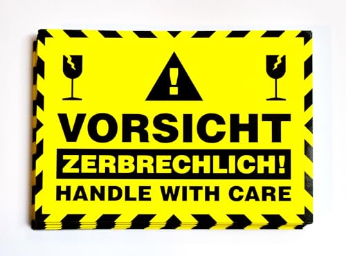 Sehr auffälliger & effektiver Profi-Aufkleber „VORSICHT ZERBRECHLICH!" 10,5x7,4cm Aufkleber! von Sticker Ticker