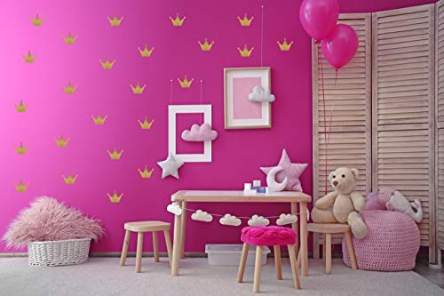 Krone Prinzessin Prinz Vinyl Sticker Set Aufkleber Wandtattoo Kinder Decor Baby Jungen oder Mädchen Kindergarten, Kinderzimmer, Babyzimmer, Süß, Decal (Gold, 16er Set) von StickerMarket