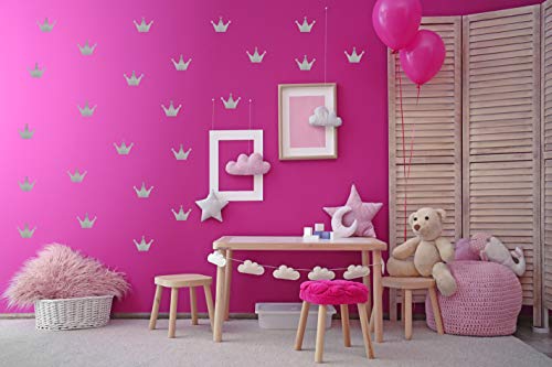 Krone Prinzessin Prinz Vinyl Sticker Set Aufkleber Wandtattoo Kinder Decor Baby Jungen oder Mädchen Kindergarten, Kinderzimmer, Babyzimmer, Süß, Decal (Silber, 16er Set) von StickerMarket