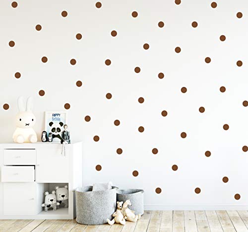 Punkte Set 70er an der Wand Wandtattoo Polka Dots Tupfen Babyzimmer Wandsticker Vinyl DIY Wandaufkleber (Braun) von StickerMarket