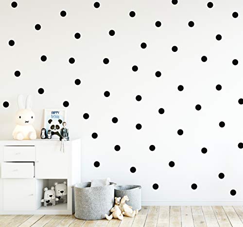 Punkte Set 70er an der Wand Wandtattoo Polka Dots Tupfen Babyzimmer Wandsticker Vinyl DIY Wandaufkleber (Schwarz) von StickerMarket