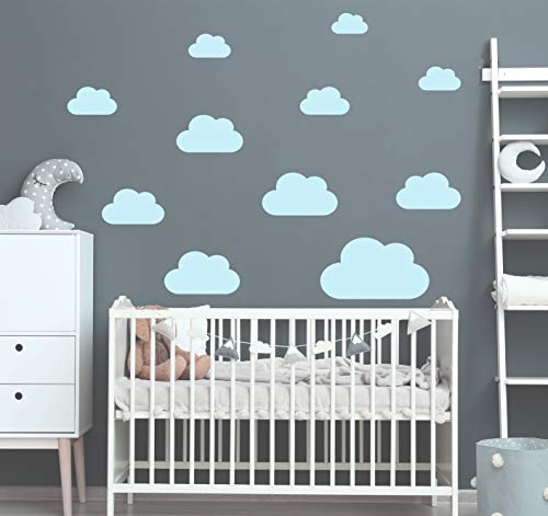 WOLKEN SET 11x Wolke Wandtattoo Wandaufkleber Sticker Aufkleber Wand Himmel Baby (Pastelblau) von StickerMarket