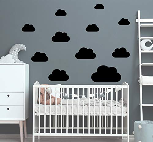 WOLKEN SET 13x Wolke Wandtattoo Wandaufkleber Sticker Aufkleber Wand Himmel Baby (Schwarz) von StickerMarket