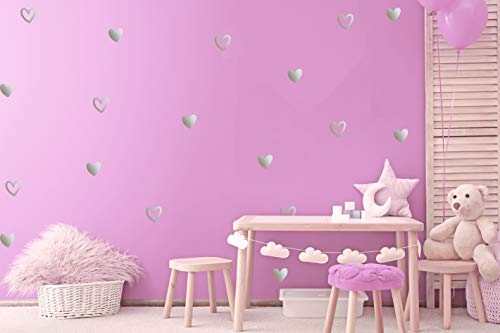 Wandtattoo Herz zum Kleben an der Wand Herzen Babyzimmer Kinderzimmer Wandaufkleber Heart (80er Set Herzen, Silber) von StickerMarket