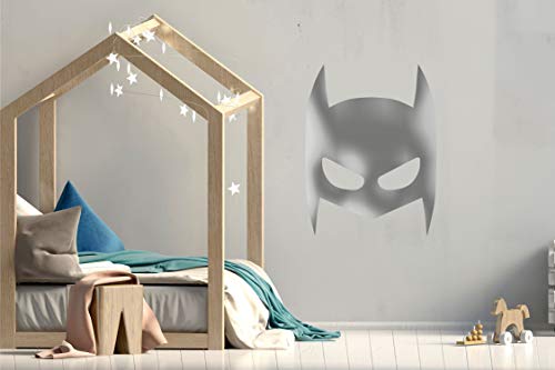 Wandtattoo Super Hero Maske Set Kinderzimmer Wandsticker Wandaufkleber Wandbilder Babyzimmer Deko (21cm (B) x 27cm (H), Silber) von StickerMarket