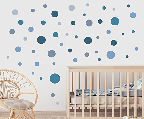 StickerMarket Wandtattoo für Babyzimmer 104 Stück Kreise Punkte Set Polka Tupfen Kita Wandsticker Wandaufkleber verschiedene schöne bunte Farben (Blau - Set) von StickerMarket