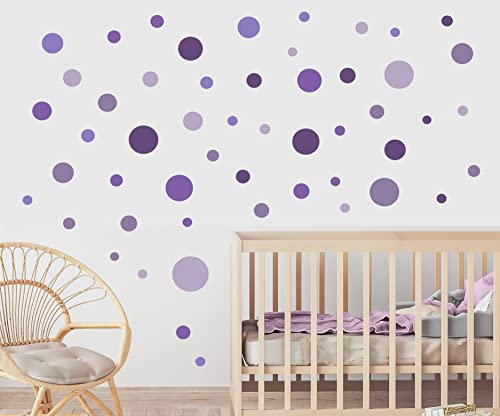 StickerMarket Wandtattoo für Babyzimmer 104 Stück Kreise Punkte Set Polka Tupfen Kita Wandsticker Wandaufkleber verschiedene schöne bunte Farben (Lila - Set) von StickerMarket