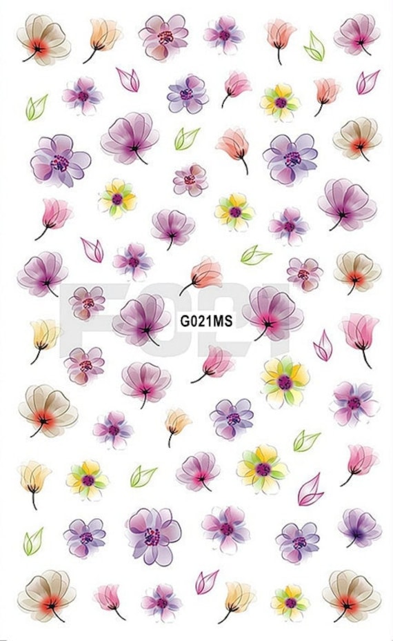 Aquarell Blumen Nagel Aufkleber Transparent Blume Lily Glory Canna Hibiskus Rose Gänseblümchen Selbstklebende Nail Art Abziehbilder Fms von StickerRay