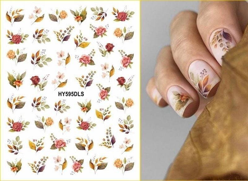 Florale Blaue Blumen-Nagelaufkleber, Abziehbilder, Rose, Lavendel, Gänseblümchen, Selbstklebende Nagelkunst-Aufkleber, Hyseries von StickerRay