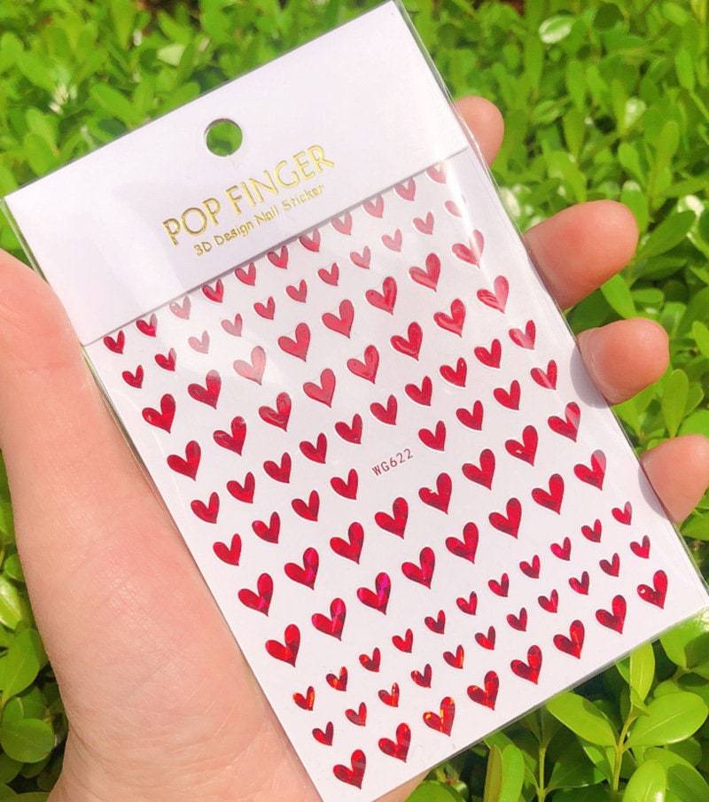 Herzen Nail Art Aufkleber Rot Valentinstag Weiß Schwarz Nagelaufkleber Selbstklebende Nagelsticker 8 Farben Wgsa von StickerRay