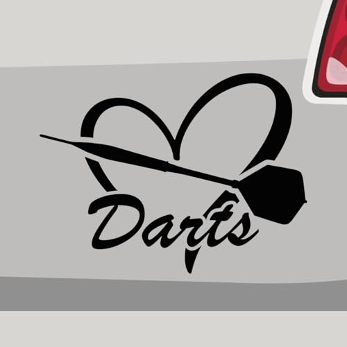 Aufkleber - Herz Darts Schrift Sport Pfeil - Sticker, Folienaukleber für Auto, Motorrad, Fahrrad, Laptop, LKW (77x58cm | Gelb) von Stickerfreaks