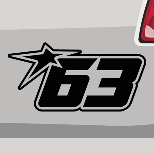 Aufkleber - Startnummer 63 Race Number - Sticker, Folienaukleber für Auto, Motorrad, Fahrrad, Laptop, LKW (100x50cm | Schwarz) von Stickerfreaks