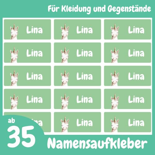 Namensaufkleber für Stifte & Lineal (81 Sticker) – Aufkleber mit Name und Einhorn für Schulstifte oder Geodreieck – Ideal für Schule und Kindergarten – Spülmaschinenfest, 30 x 13 mm von Stickeria