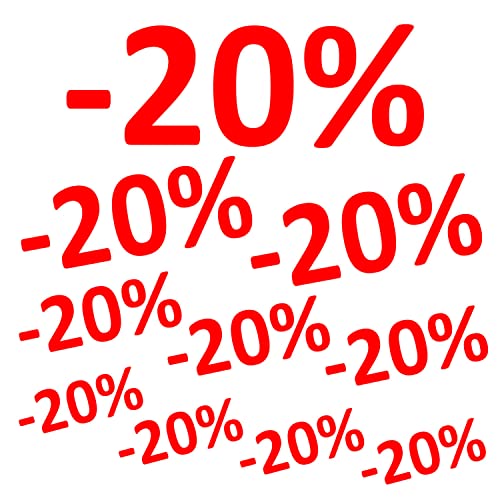 Aufkleber -20% 10er Set Prozent Sale Rabatt Reduziert Etikett Sticker Schaufenster Preis Rot glatten Flächen Ausverkauf Aussenwerbung Verkauf Saleaufkleber Neueröffnung von Stickerworld24