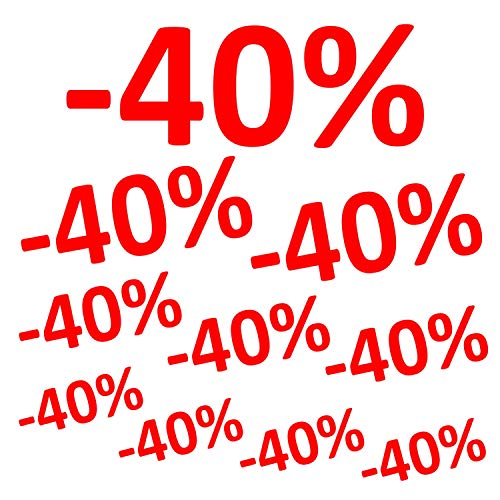 Aufkleber -40% 10er Set Prozent Sale Rabatt Reduziert Schaufenster Preisschild Ausverkauf Rot von Stickerworld24