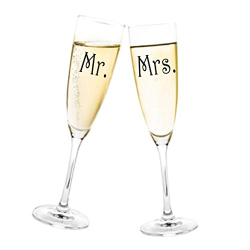 Aufkleber Hochzeit Mr. & Mrs. für Sektglas Glasaufkleber für Gläser Selbstklebend Größe 2 Stück von Stickerworld24