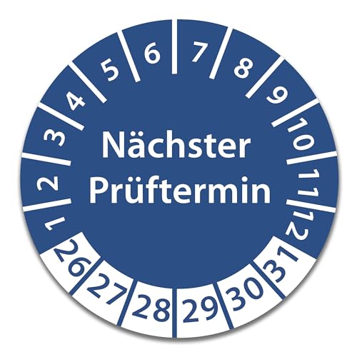 Prüfplakette DGUV V3 Nächster Prüftermin E-Check Elektro - 2026-2031 - Wasserfest/UV-Schutz Variante Nächster Prüftermin, Farbe Blau, Größe 1.000 Stück von Stickerworld24