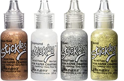 Stickles Glitzerfarben – Roségold, Diamant, Silber und Gold – 4 Stück Bündel von Stickles