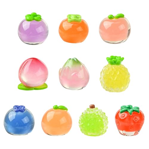 Stiesy 10 Stück 10 Stile 3D Obst Transparent Harz Schleim Charms Persimmon Apple Pfirsich Durian Heidelbeere Erdbeere Orange Miniatur-Ornamente für Mikrogarten, Landschaft, Puppenhaus Stiesy 10 Stück 10 Stile 3D Obst Transparent Harz Schleim Charms Persimmon Apple Pfirsich Durian Heidelbeere Erdbeere Orange Miniatur-Ornamente für Mikrogarten, Landschaft, Puppenhaus von Stiesy
