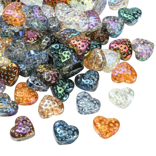 "Stiesy 100 Stück Herzperlen, galvanisiert, transparente, süße Herzperlen, herzförmige Meteorit-Abstandsperlen für Valentinstag, Schmuck, Armbandherstellung, Basteln "Stiesy 100 Stück Herzperlen, galvanisiert, transparente, süße Herzperlen, herzförmige Meteorit-Abstandsperlen für Valentinstag, Schmuck, Armbandherstellung, Basteln von Stiesy