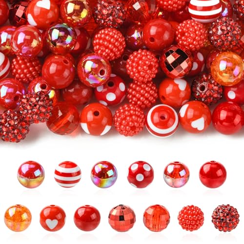 Stiesy 100 Stück große, runde Perlen, 15,5 mm, Acryl, Bastelperlen, Großpackung für Valentinstag, Armbänder, Weihnachtsdekoration, DIY-Geschenke Stiesy 100 Stück große, runde Perlen, 15,5 mm, Acryl, Bastelperlen, Großpackung für Valentinstag, Armbänder, Weihnachtsdekoration, DIY-Geschenke von Stiesy