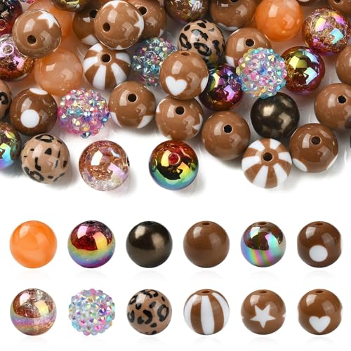 Stiesy 100 Stück schokoladenbraune klobige Kaugummi-Perlen, 14,5–16 mm, große runde Kugel-Abstandshalter, lose Perlen für Schlüsselanhänger, Armband, Halskette, Tasche, Kette, Schmuckherstellung Stiesy 100 Stück schokoladenbraune klobige Kaugummi-Perlen, 14,5–16 mm, große runde Kugel-Abstandshalter, lose Perlen für Schlüsselanhänger, Armband, Halskette, Tasche, Kette, Schmuckherstellung von Stiesy