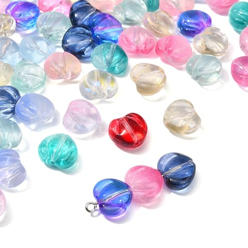 Stiesy 120 Stück Herz-Glasperlen, galvanisiert, bunte süße Herz-Lampwork-Perlen, transparente Abstandsperlen für DIY-Handwerk, Schmuckherstellung, Armbänder, Halsketten Stiesy 120 Stück Herz-Glasperlen, galvanisiert, bunte süße Herz-Lampwork-Perlen, transparente Abstandsperlen für DIY-Handwerk, Schmuckherstellung, Armbänder, Halsketten von Stiesy