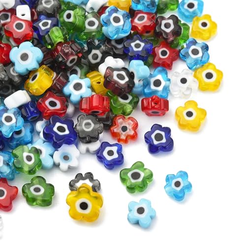 "Stiesy 128 Stück Blumenperlen Millefiori Lampwork Glasperlen Böser Blick Pflaumenblüten-Abstandsperlen für DIY-Schmuckherstellung Halskette Armband "Stiesy 128 Stück Blumenperlen Millefiori Lampwork Glasperlen Böser Blick Pflaumenblüten-Abstandsperlen für DIY-Schmuckherstellung Halskette Armband von Stiesy